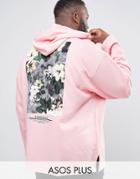 Asos Plus Oversized Longline Hoodie With Freedom Print - Pink