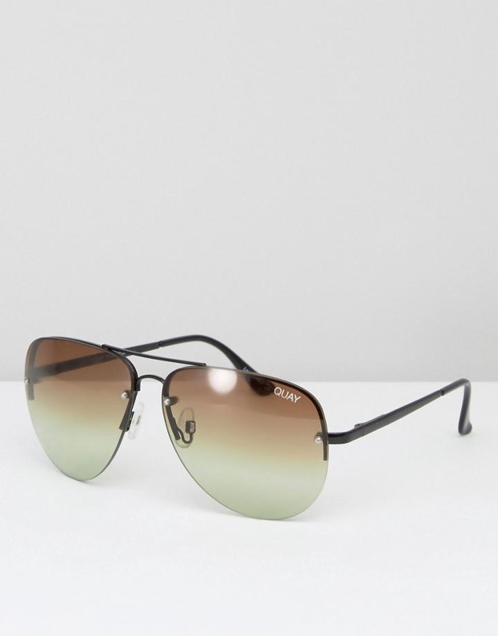 Quay Australia Muse Fade Aviator Sunglasses - Brown