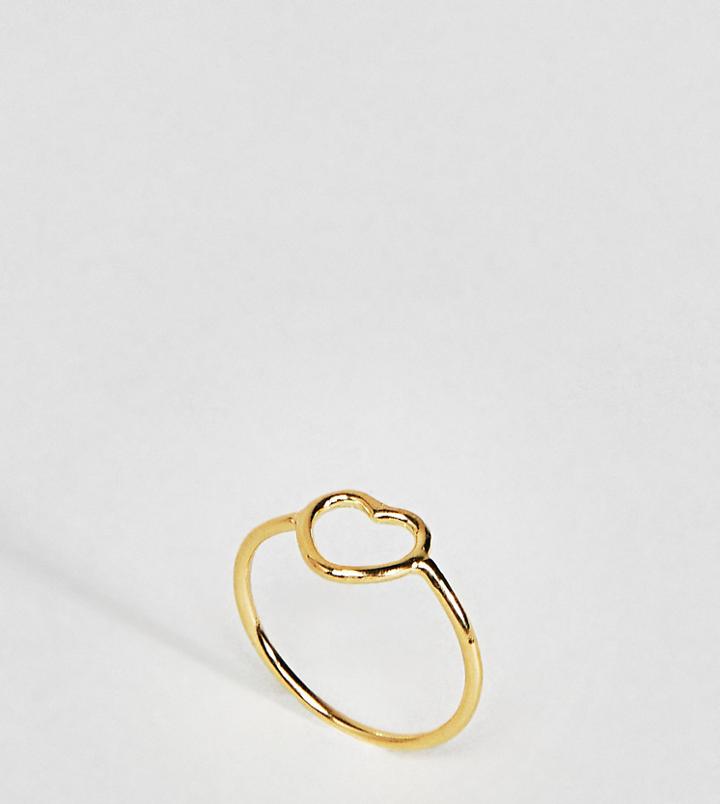 Asos Gold Plated Sterling Silver Open Heart Pinky Ring - Gold