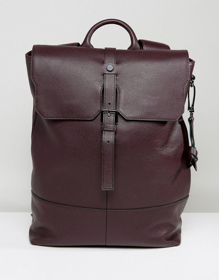 Ted Baker Mane Backpack In Leather - Purple