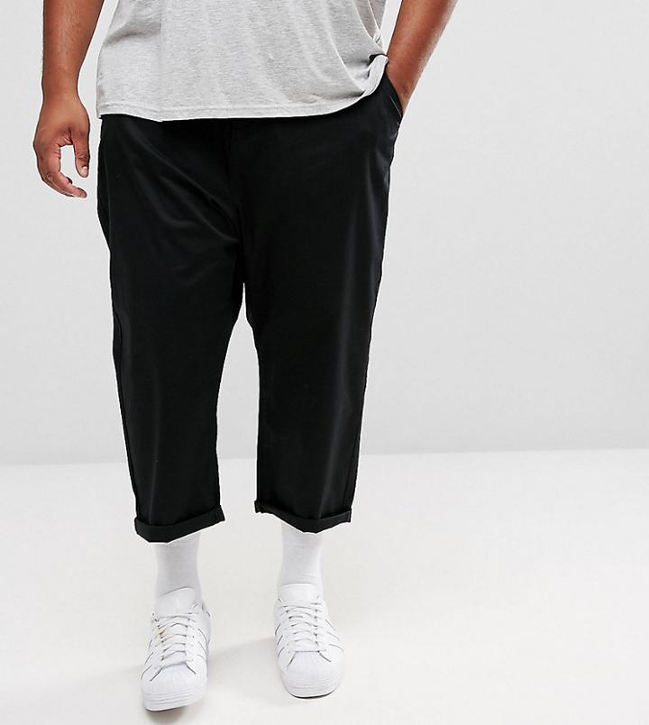 Asos Plus Oversized Tapered Chinos In Black - Black