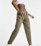 Asos Design Tall Ovoid Pleat Front Peg Pant In Olive Green