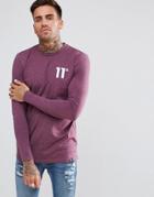 11 Degrees Muscle Long Sleeve T-shirt In Purple - Purple