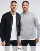 Asos Bomber/hoodie 2 Pack Black/gray Marl Save 15%