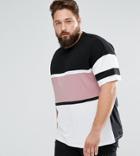 Asos Plus Oversized Longline T-shirt With Color Block Pink Panel - Black
