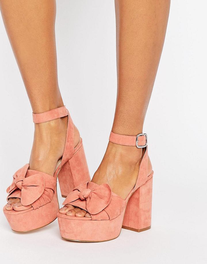 Asos Halo Platform Bow Sandals - Pink