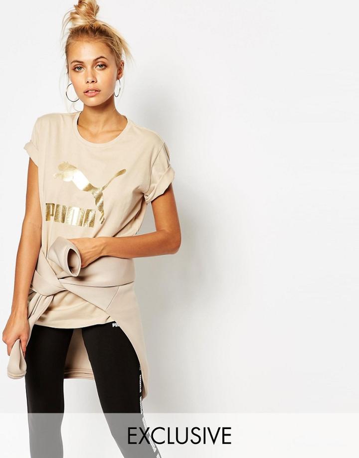 Puma Oversized Boyfriend T-shirt With Logo - Chrystal Gray