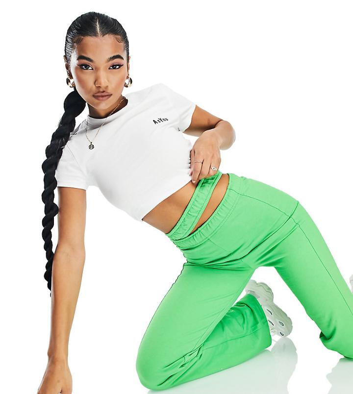 Asyou Double Waistband Sweatpants In Bright Green