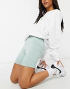 In The Style X Siannise Fudge Body-conscious Shorts In Sage-blue
