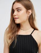 Designb London Delicate Layering Chain & Cord Chokers - Gold