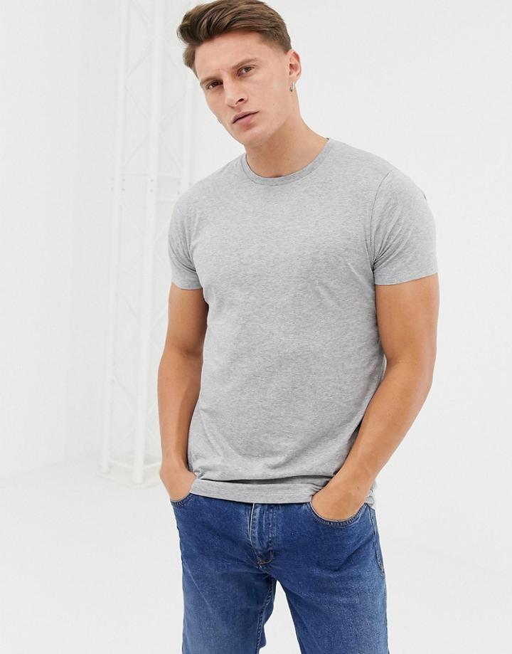 Asos Design Crew Neck T-shirt With Crew Neck In Gray Marl - Gray