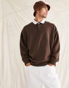 Asos Design Oversized Rugby Polo In Brown