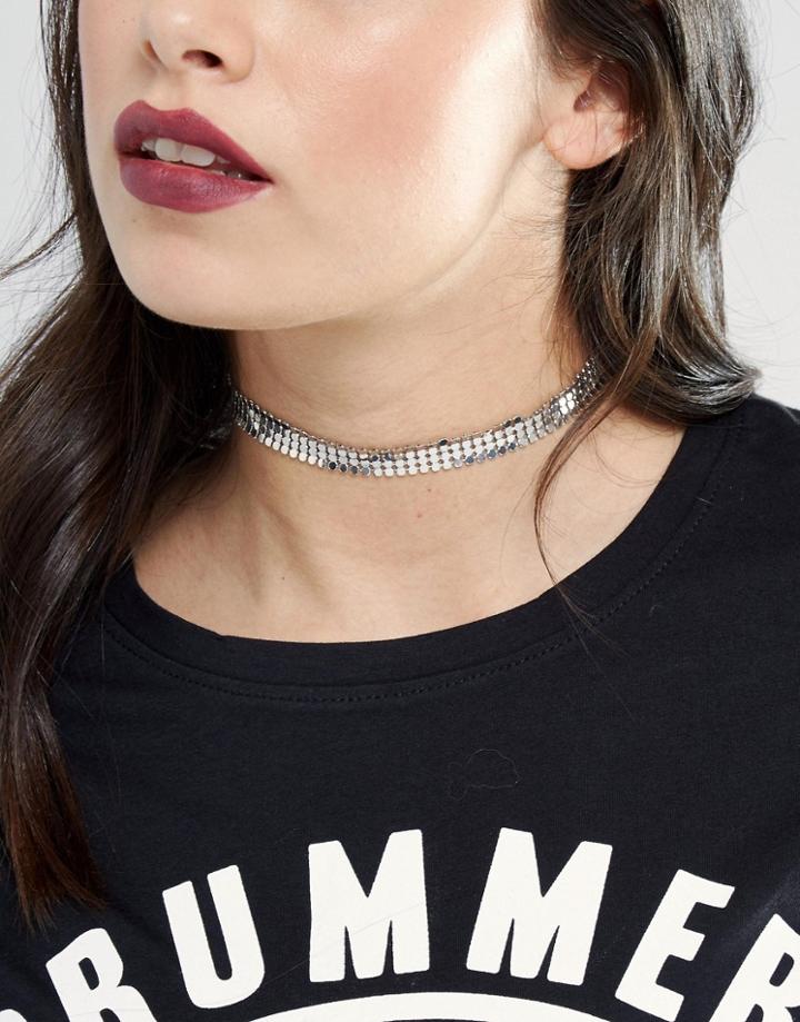 Asos Skinny Chainmail Choker Necklace - Silver