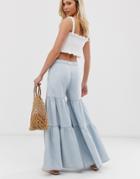 We The Free By Free People Tiered Wide Leg Jean-blue