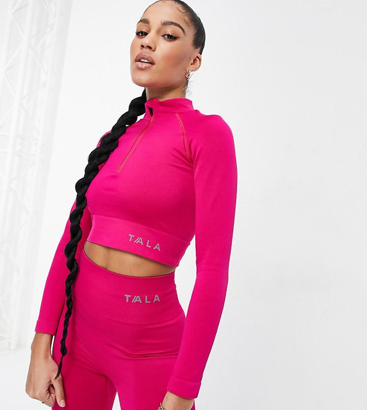 Tala Aster Long Sleeve Crop Top In Pink - Exclusive To Asos