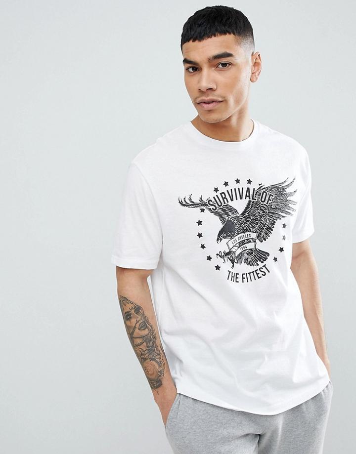 Asos Design Relaxed T-shirt With Eagle Print - White