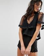 Stevie May Daydream Frill Top - Black