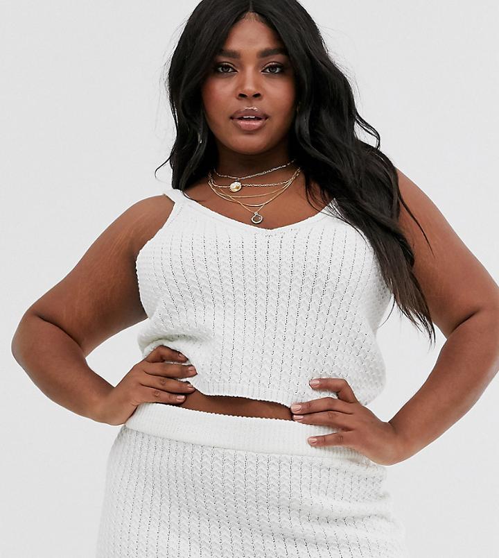 Asos Design Curve Two-piece Sweater Vest In Stitch Detail-blue