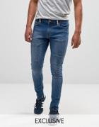 Brooklyn Supply Co Patched Paneled Stone Washed Dyker Jeans In Super S