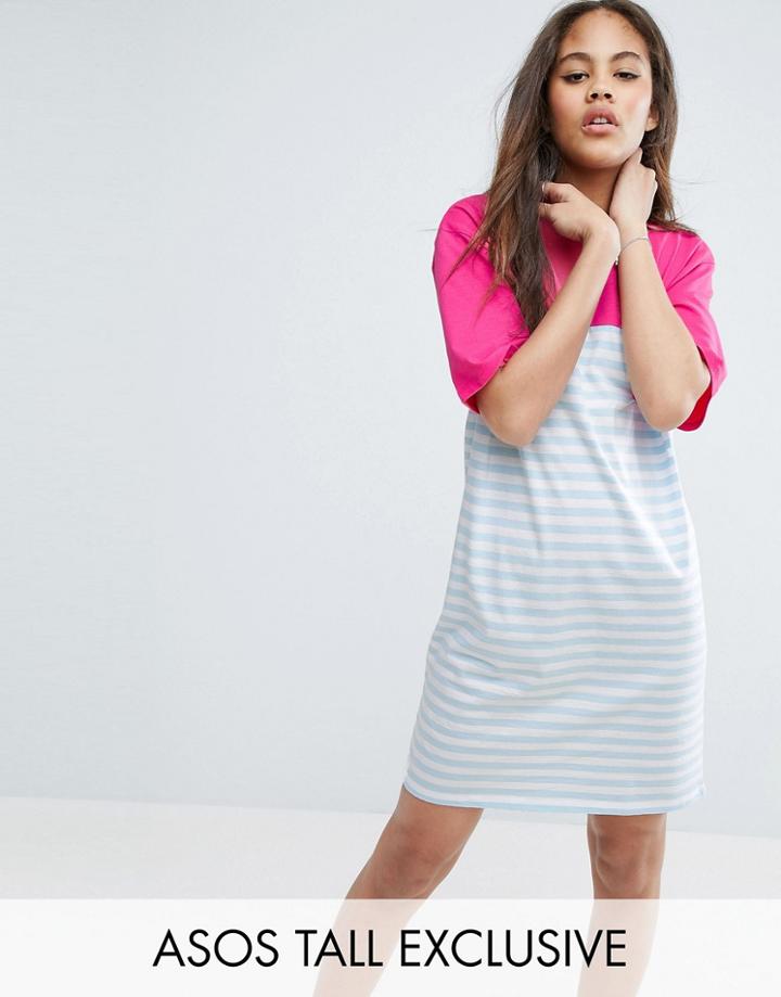 Asos Tall Mix Stripe T-shirt Dress - Multi