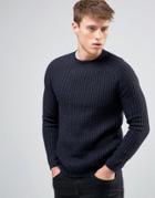 New Look Ribbed Sweater In Navy - Navy