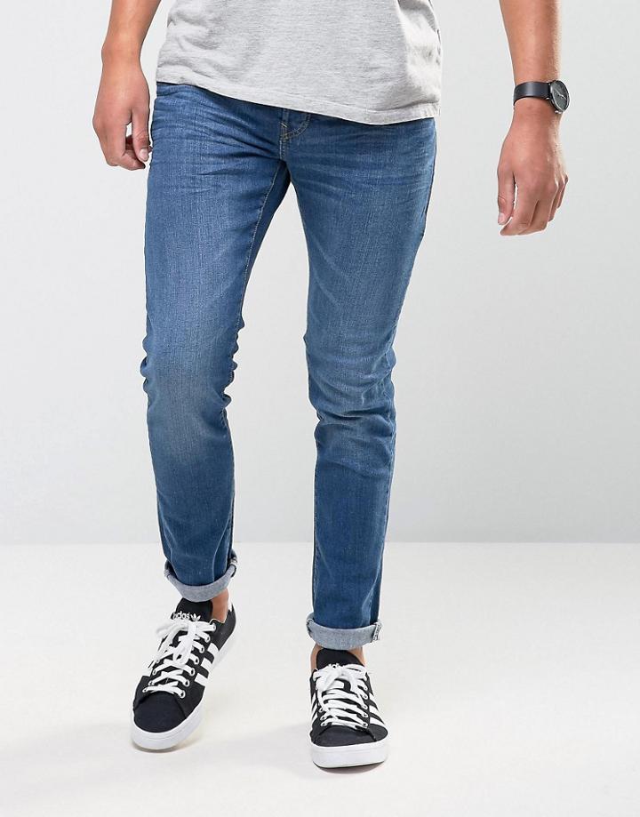 Firetrap Skinny Jeans In Mid Wash Deim - Blue
