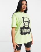 Asos Design Halloween Oversized Frankenstein T-shirt In Bright Yellow