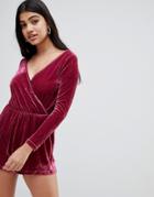 Glamorous Velvet Romper-red