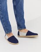 Toms Espadrilles In Navy Linen With Rope Detail - Navy