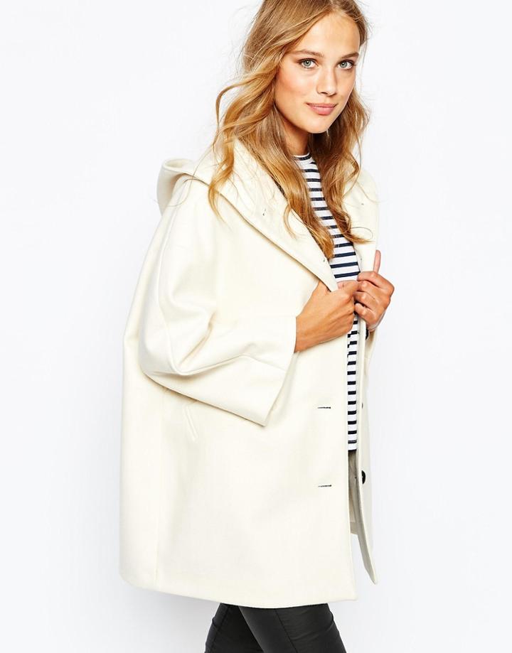 Sessun Louisa Hooded Coat In Cream - Cream