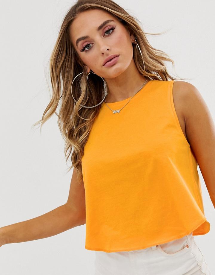 Asos Design Crop Swing Tank With Overlocked Hem In Yellow