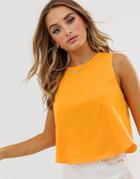 Asos Design Crop Swing Tank With Overlocked Hem In Yellow