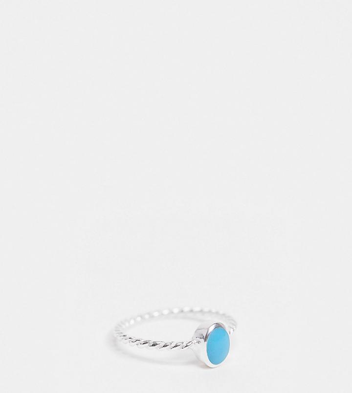 Asos Design Sterling Silver Ring With Turquoise Stone