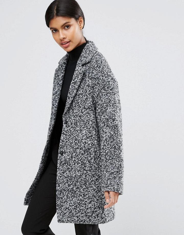 Asos Coat In Cocoon Fit And Textured Fabric - Multi