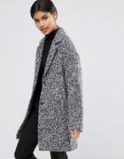 Asos Coat In Cocoon Fit And Textured Fabric - Multi