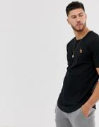 Only & Sons Longline Embriodered T-shirt-black