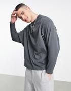 Asos Design Oversized Long Sleeve Heavyweight T-shirt With Batwing In Washed Black