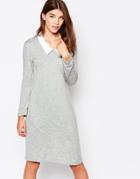 Vila Sleeved Collared Dress - Gray