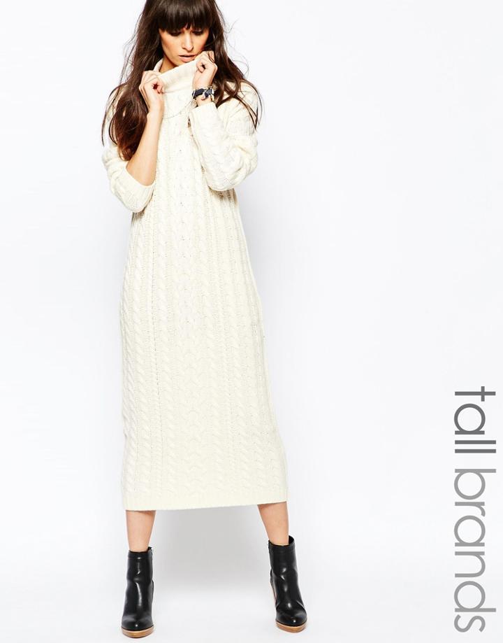 Vero Moda Tall Cable Knitted Sweater Dress - Cream