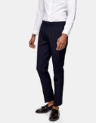 Topman Textured Skinny Fit Suit Pants In Navy-blues
