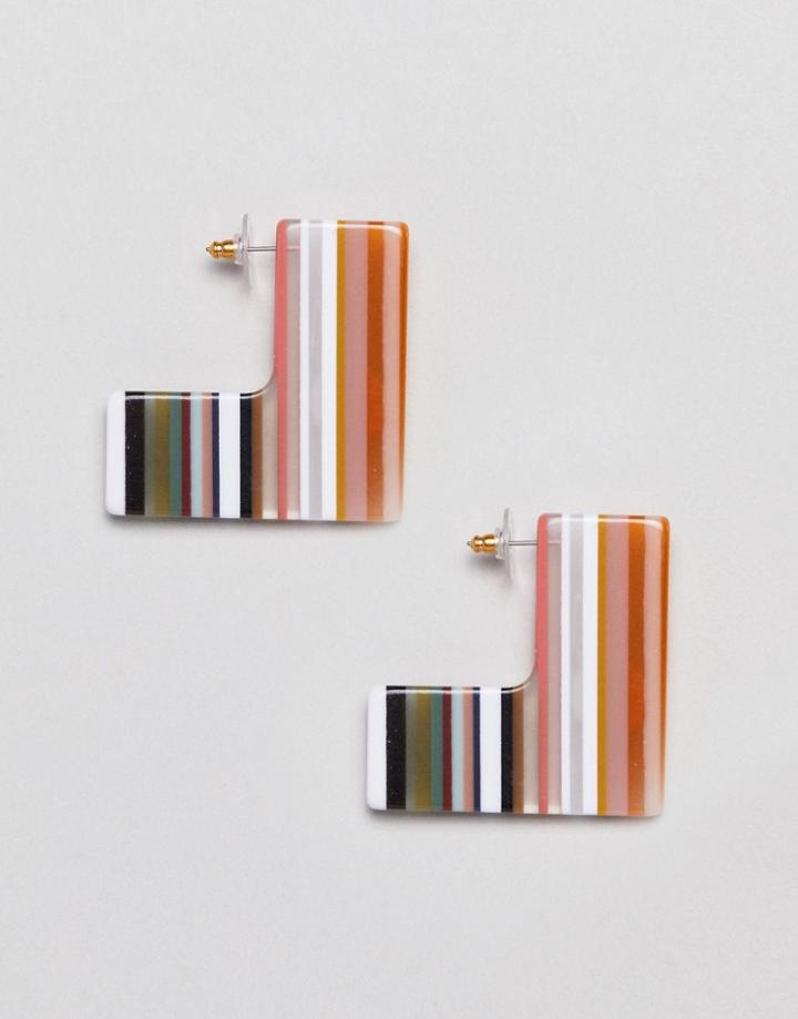 Asos Design Earrings In Square Slice Resin - Multi