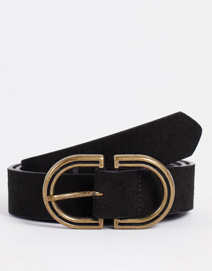 Asos Design Suede Waist And Hip Jeans Belt In Black