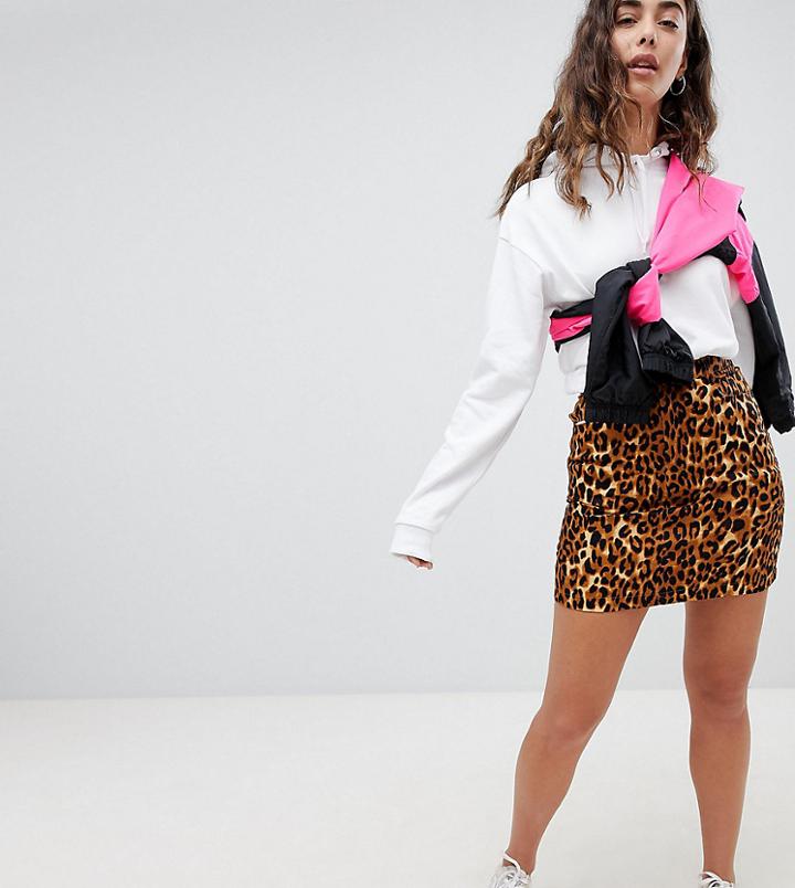 Daisy Street High Waist Mini Skirt In Leopard - Brown