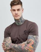 Gym King Longline T-shirt In Dark Brown - Brown