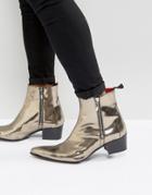 Jeffery West Sylvia Zip Boots In Metallic Pewter - Silver