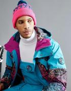 O'neill Reissue Bobble Beanie Argyle Knit In Neon Pink - Pink