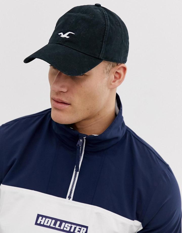 Hollister Icon Logo Dad Baseball Cap In Black