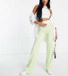 Asos Design Tall Basic Wide Leg Jersey Pants In Animal Print-green