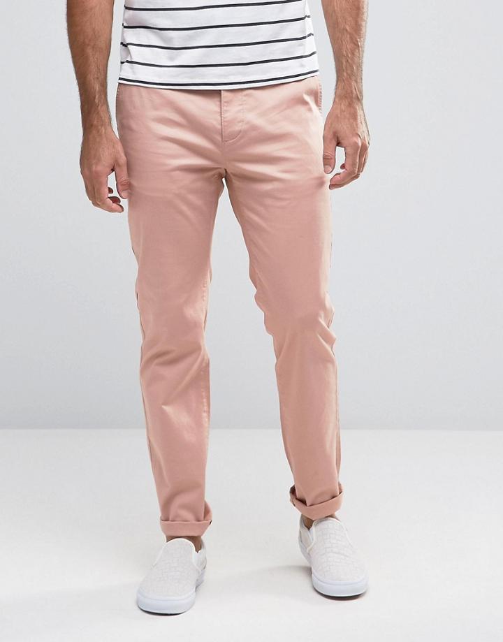 Asos Slim Chinos In Pink - Pink