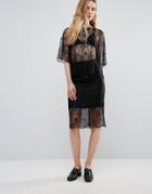Ganni California Lace Layered Skirt - Black